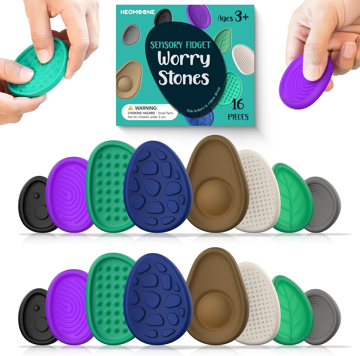 Juguetes Fidget para Adultos Piedra Sensorial: Paquete de 16 Piedra...