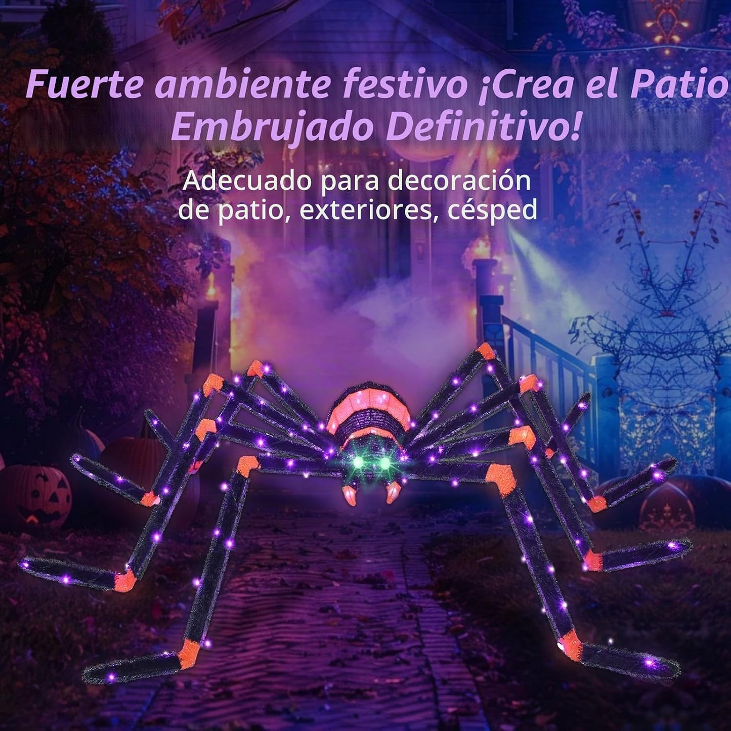 HOYECHI Decoraciones de Halloween araña gigante de 6.8 pies, decora...