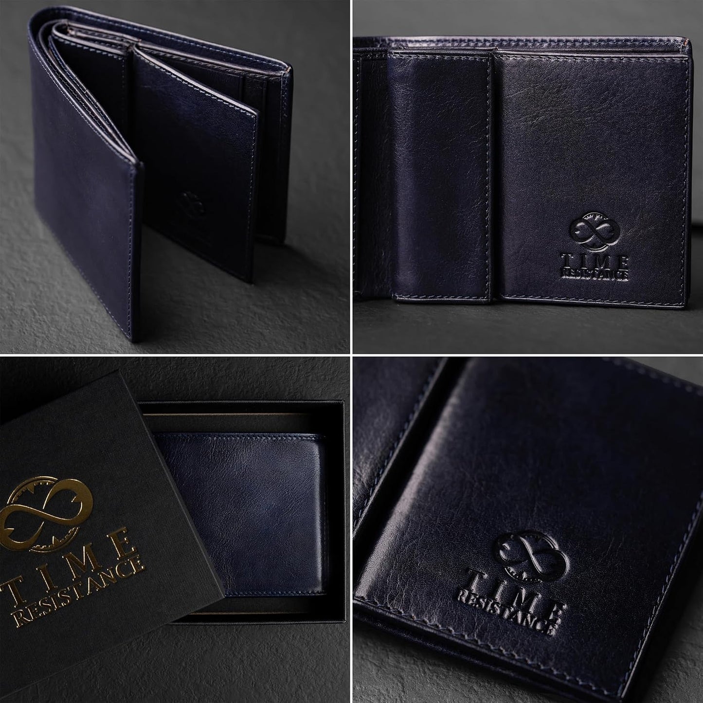 Time Resistance Cartera de cuero para hombre - Billetera italiana p...