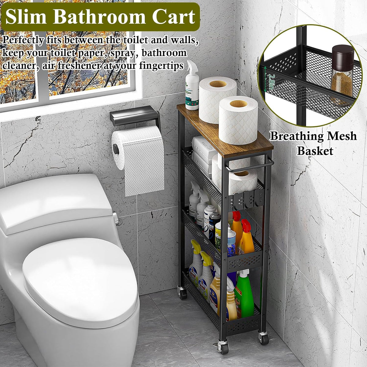 OKZEST Carrito de almacenamiento delgado de 4 niveles para cocina |...