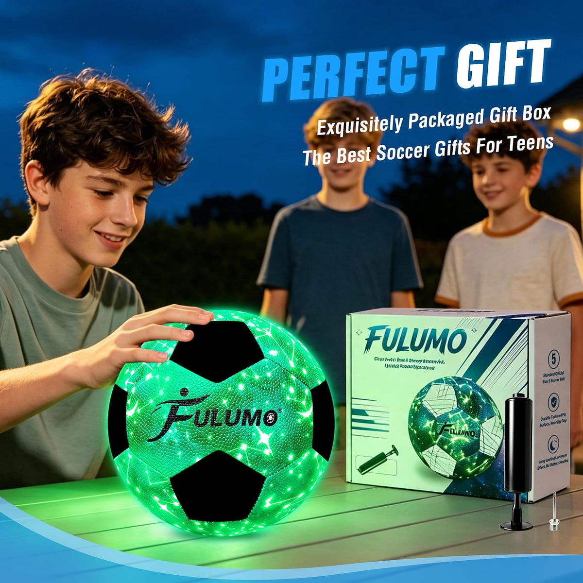 FULUMO Balón de fútbol que brilla en la oscuridad tamaño 5\/4 con b...