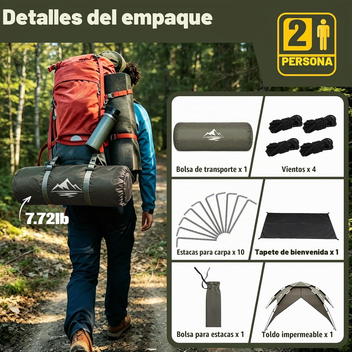 Mimajor Tienda de campaña 2\/3\/4 personas instantáneas Pop Up Tien...