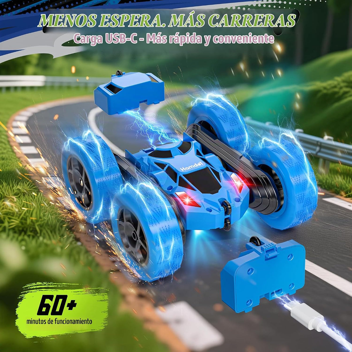 Hamdol Auto de acrobacias con control remoto para niños, juguete RC...