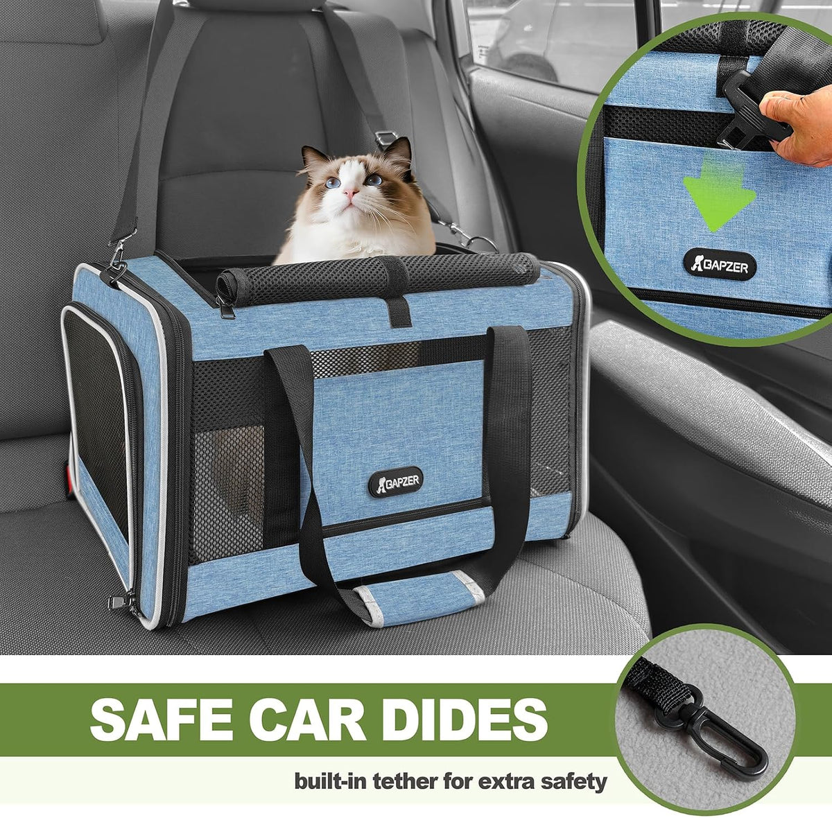 GAPZER Transportador para gatos 18 x 11 x 11 con carga superior sua...