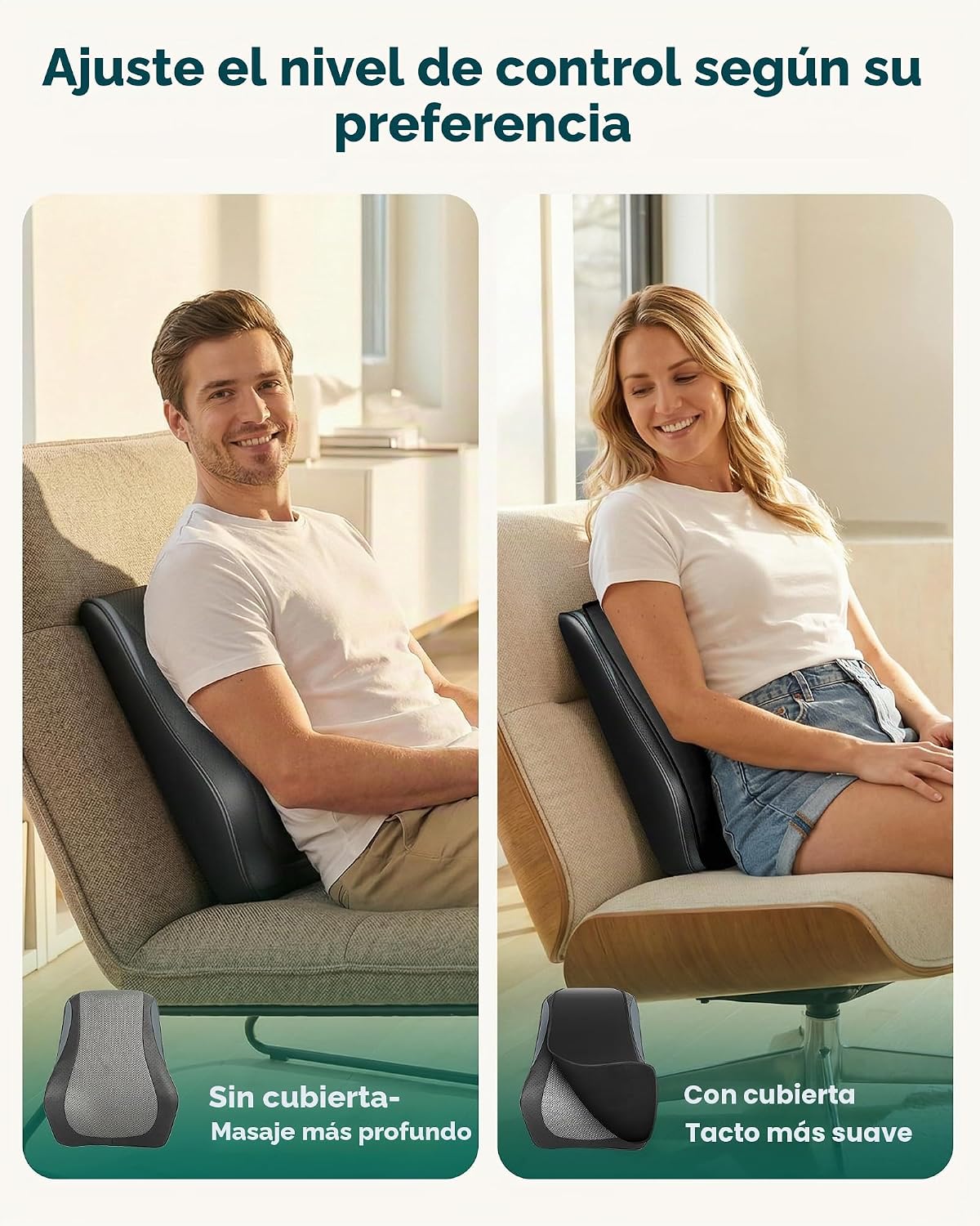 Snailax Masajeador de cuello y espalda con calor, almohada de masaj...