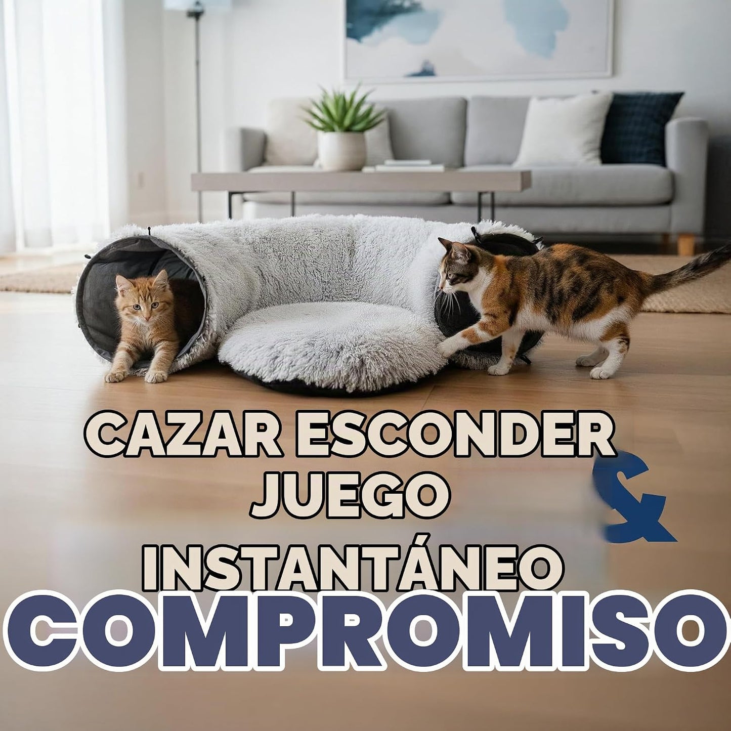Cama túnel de dona para gatos, túneles para gatos de interior, esco...