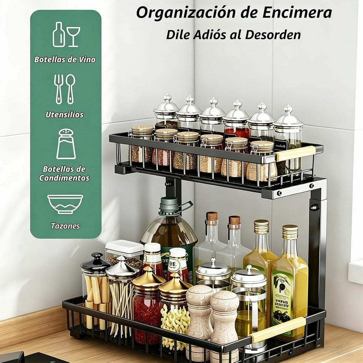 Paquete de 2 organizadores para debajo del fregadero, organizador d...