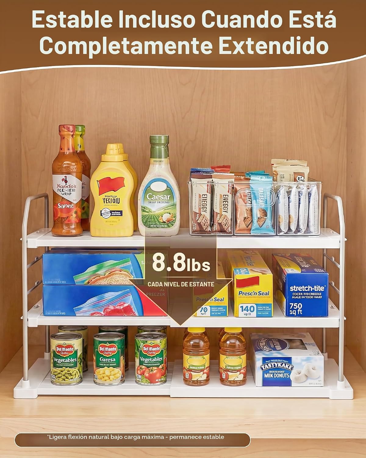 EVERIE Soporte extensible de 3 niveles para artículos pesados, tarr...