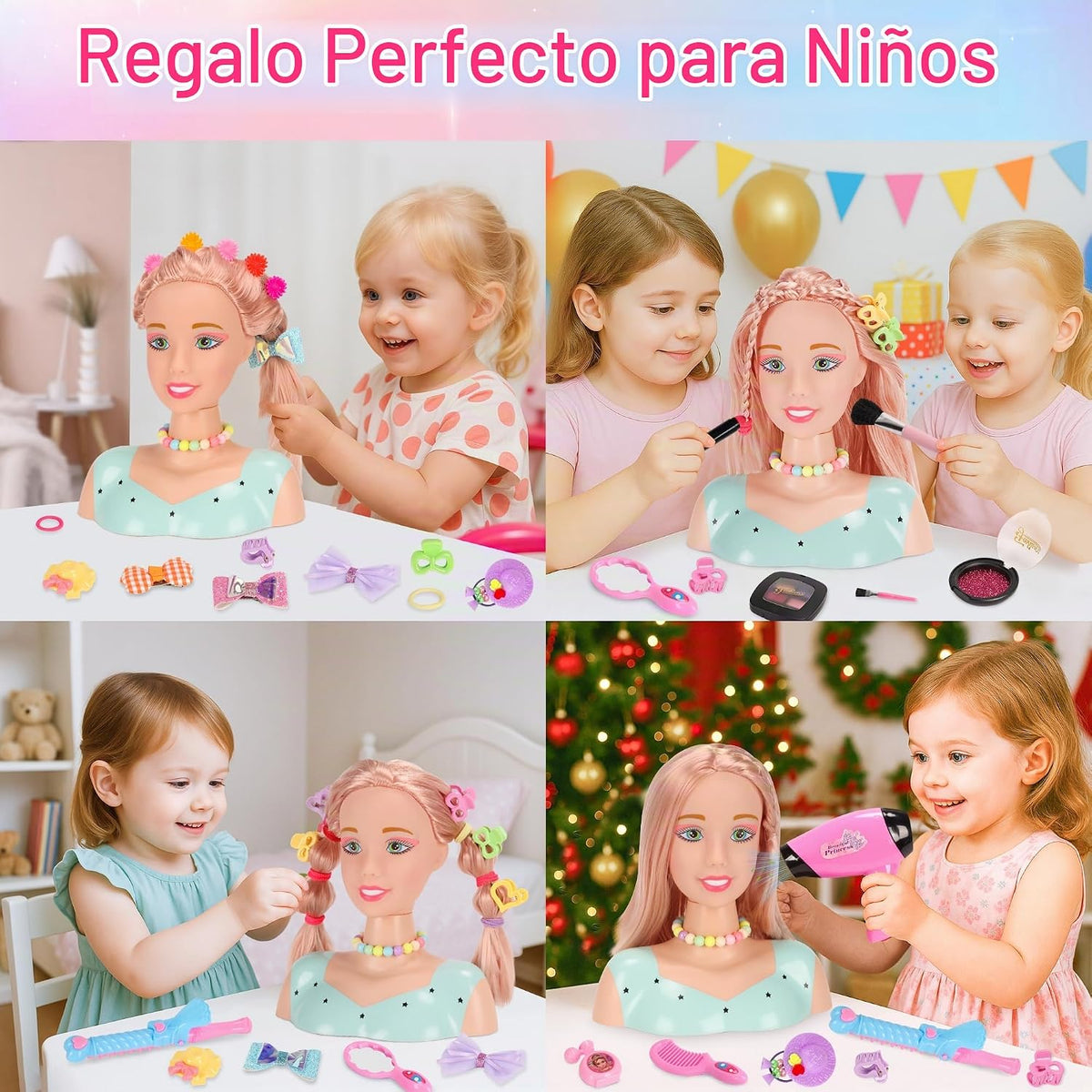Ylpaprm 41 Piezas Cabeza de Peinado de Lujo Muñeca Cabeza de Peinad...
