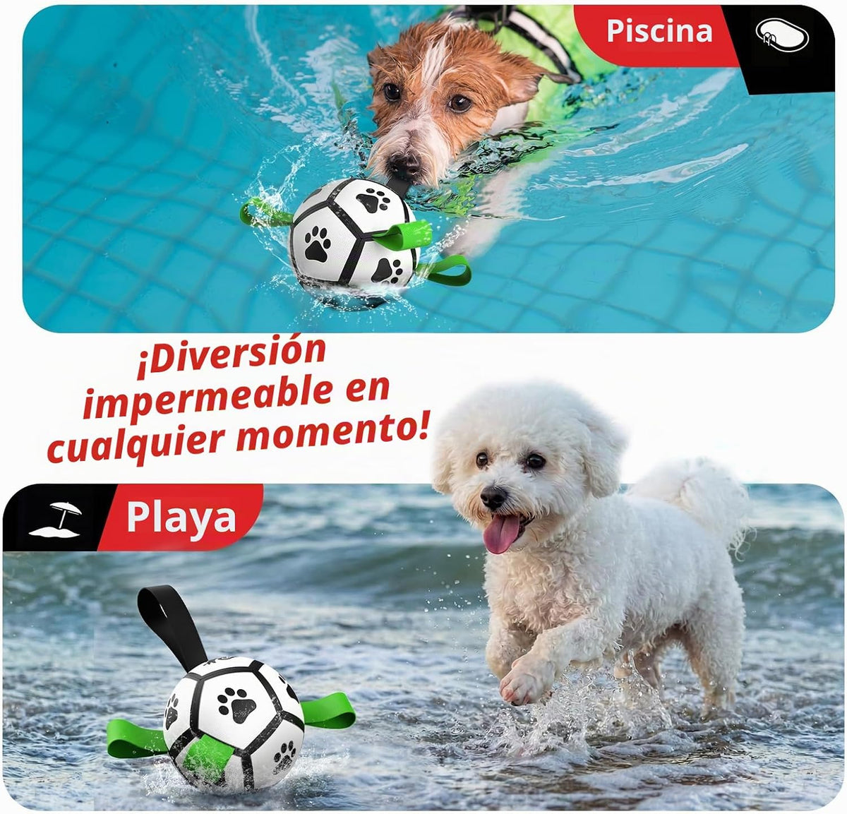 QDAN Juguetes para perros pequeños, pelota de fútbol al aire libre...
