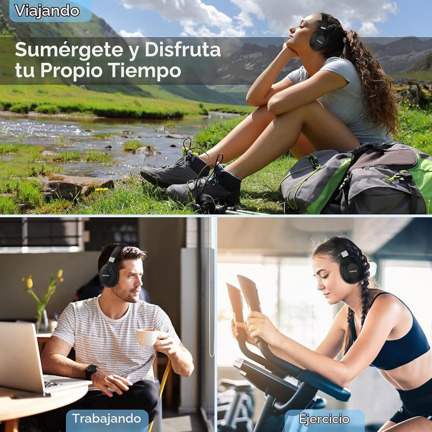 TANKASE - Audífonos con cancelación activa de ruido, auriculares in...