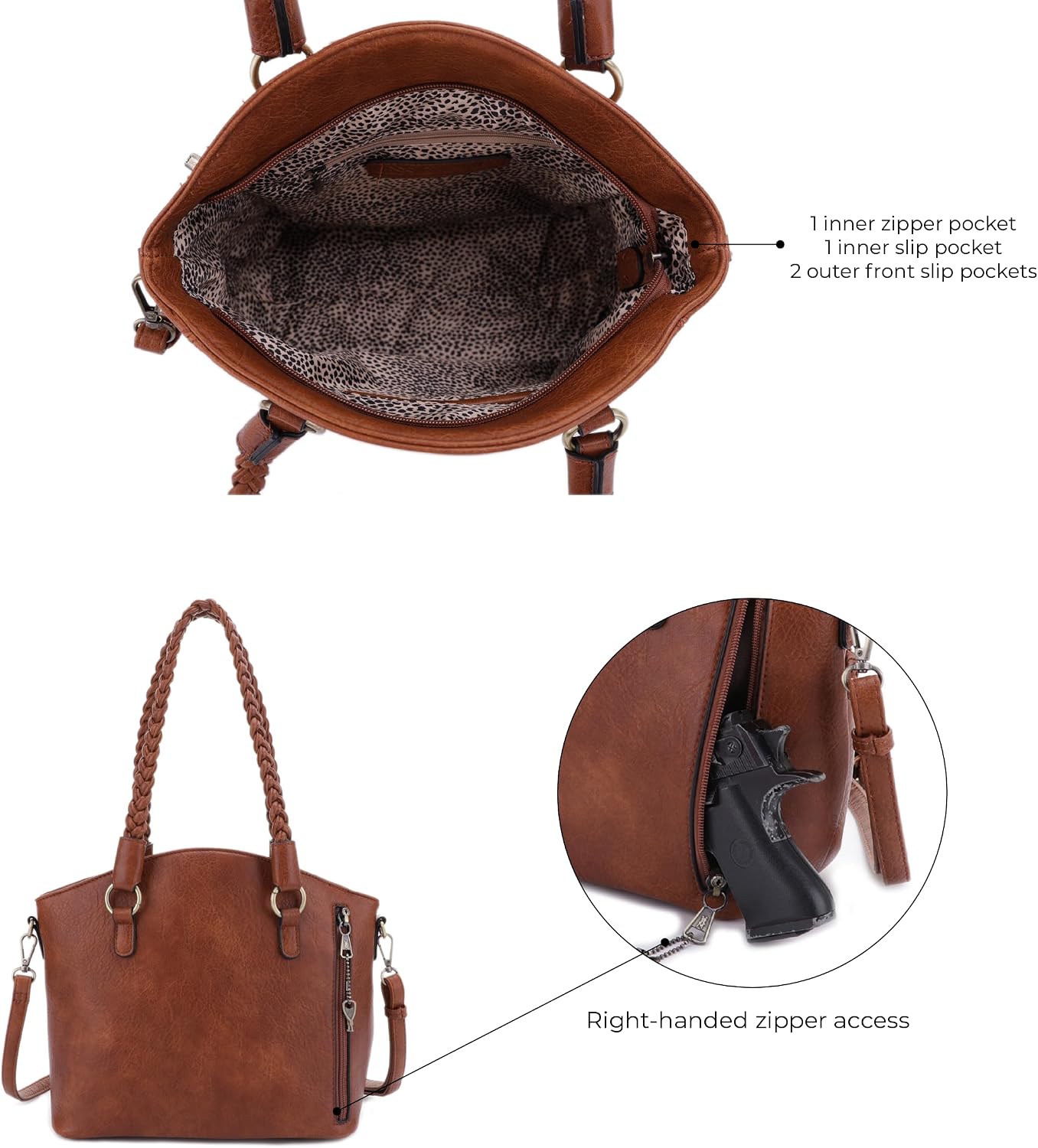 JESSIE &amp; JAMES Bella - Bolsas de mano ocultas para mujer con ce...