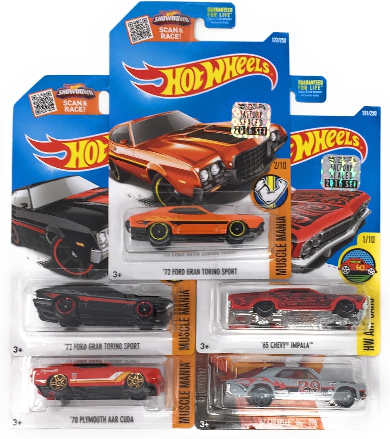 Hot Wheels Muscle Car Madness - Juego de 5 unidades de fundición al...