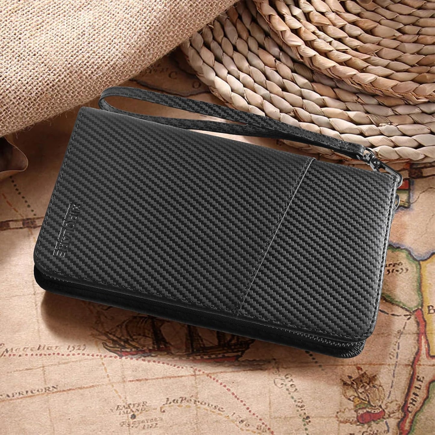 Polare - Funda para pasaporte de cuero de grano completo para hombr...
