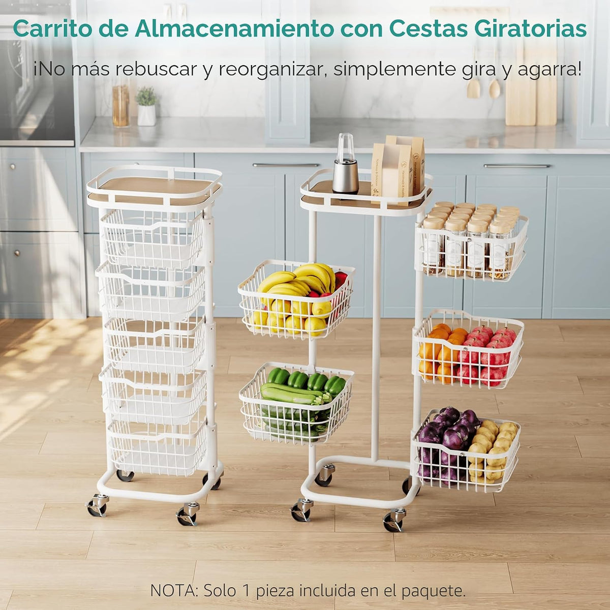 Ocyfym Carrito de Almacenamiento de Cocina de 5 Niveles para Frutas...