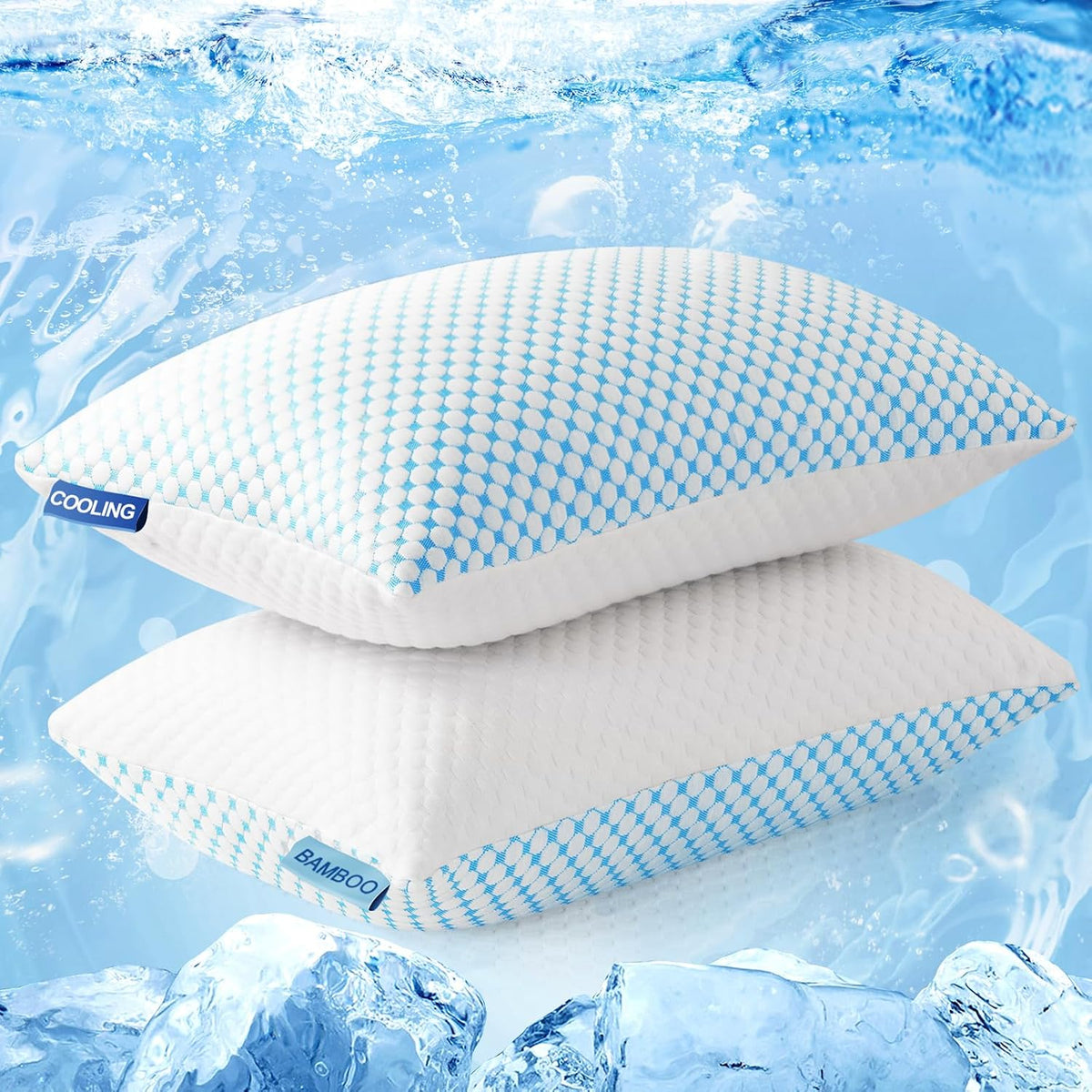 EASELAND Juego de 2 almohadas refrescantes de tamaño Queen, espuma...