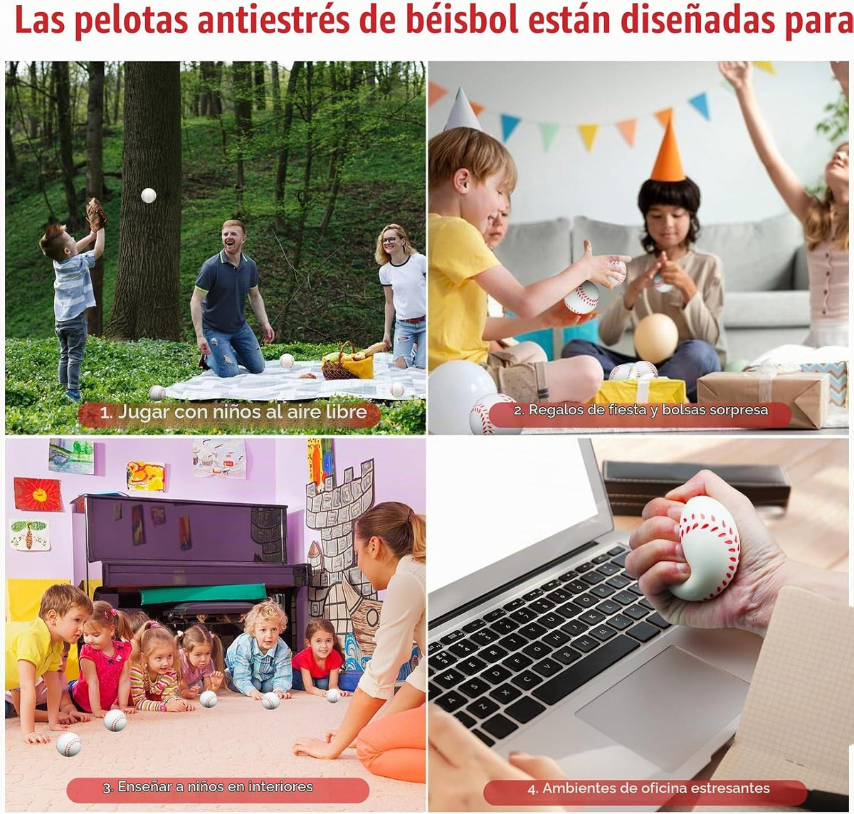 Oleitodh 60 Piezas Pelota de Béisbol Anti-Estrés, Mini Pelotas de B...