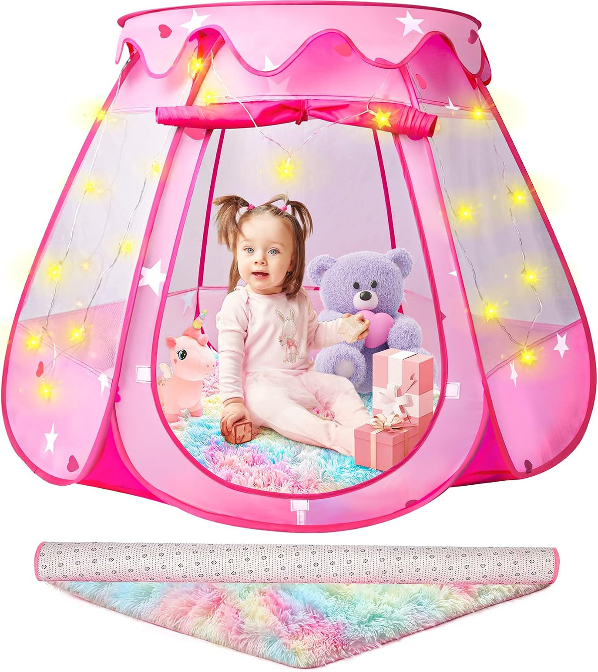 Princess Castle - Tienda de campaña desplegable para niñas con alfo...