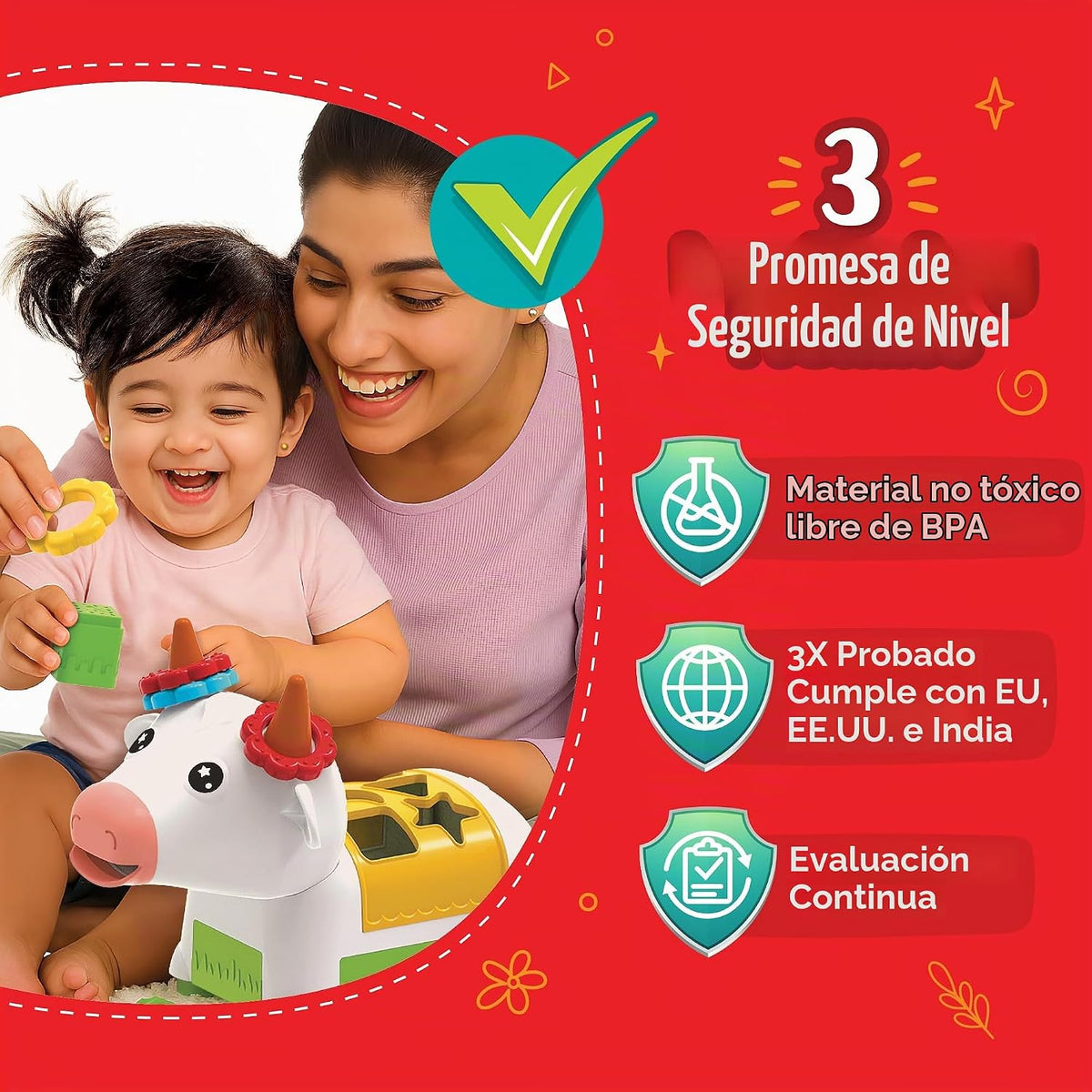 Imagimake Clasificador de formas de vaca | Juguetes para bebés de 1...