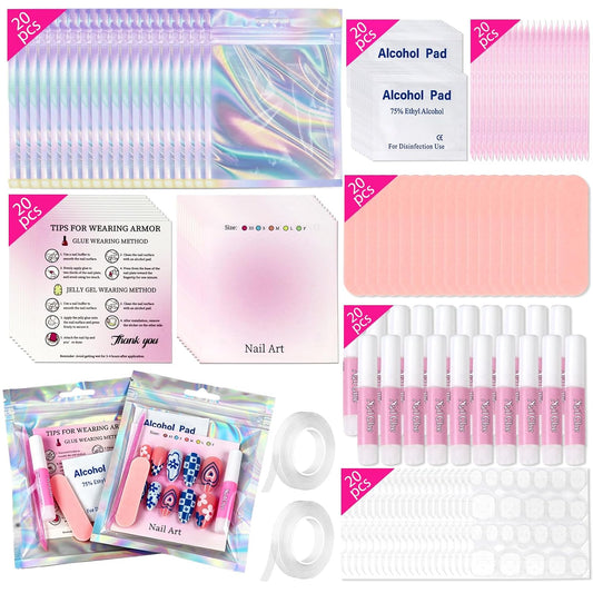 ESUOHYM 20 juegos de bolsas de embalaje de uñas para suministros de...