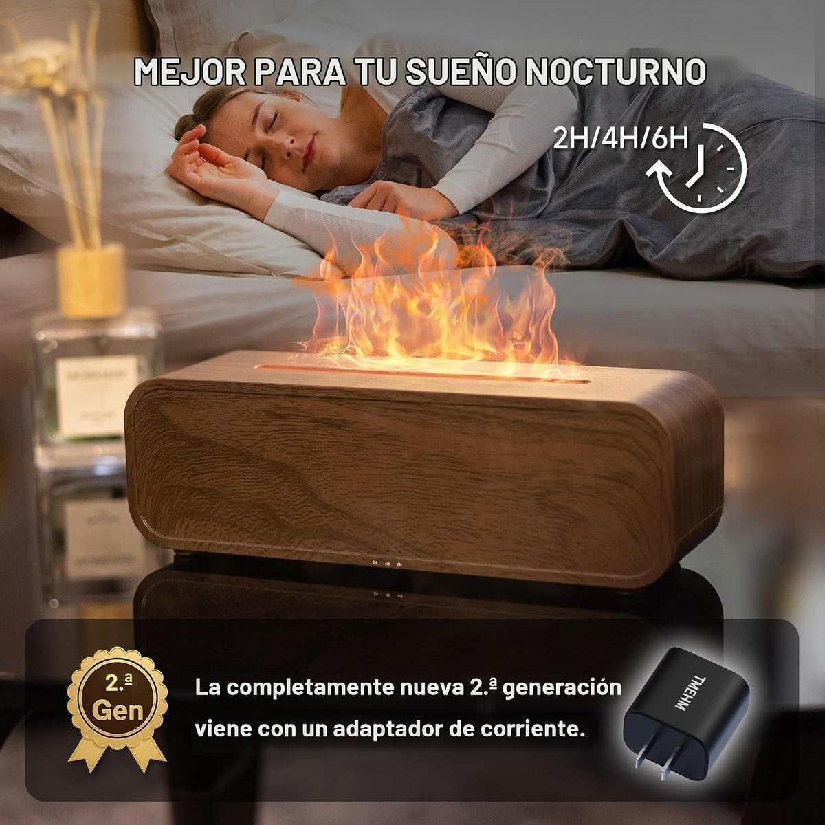 TMEHM Humidificador difusor de aire con llama reactiva con sonido,...