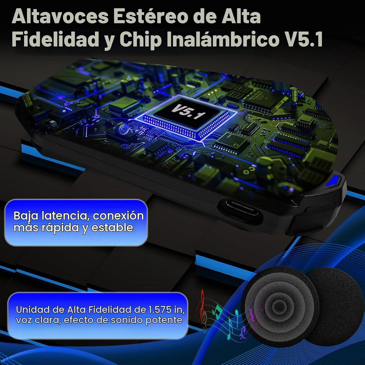 ZOVTIX Auriculares para casco de motocicleta, sistema de comunicaci...