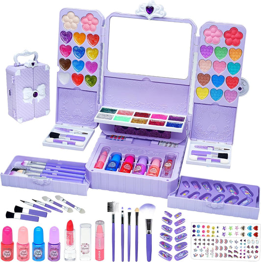 Kit de maquillaje infantil de 75 piezas para niñas, juego de maquil...