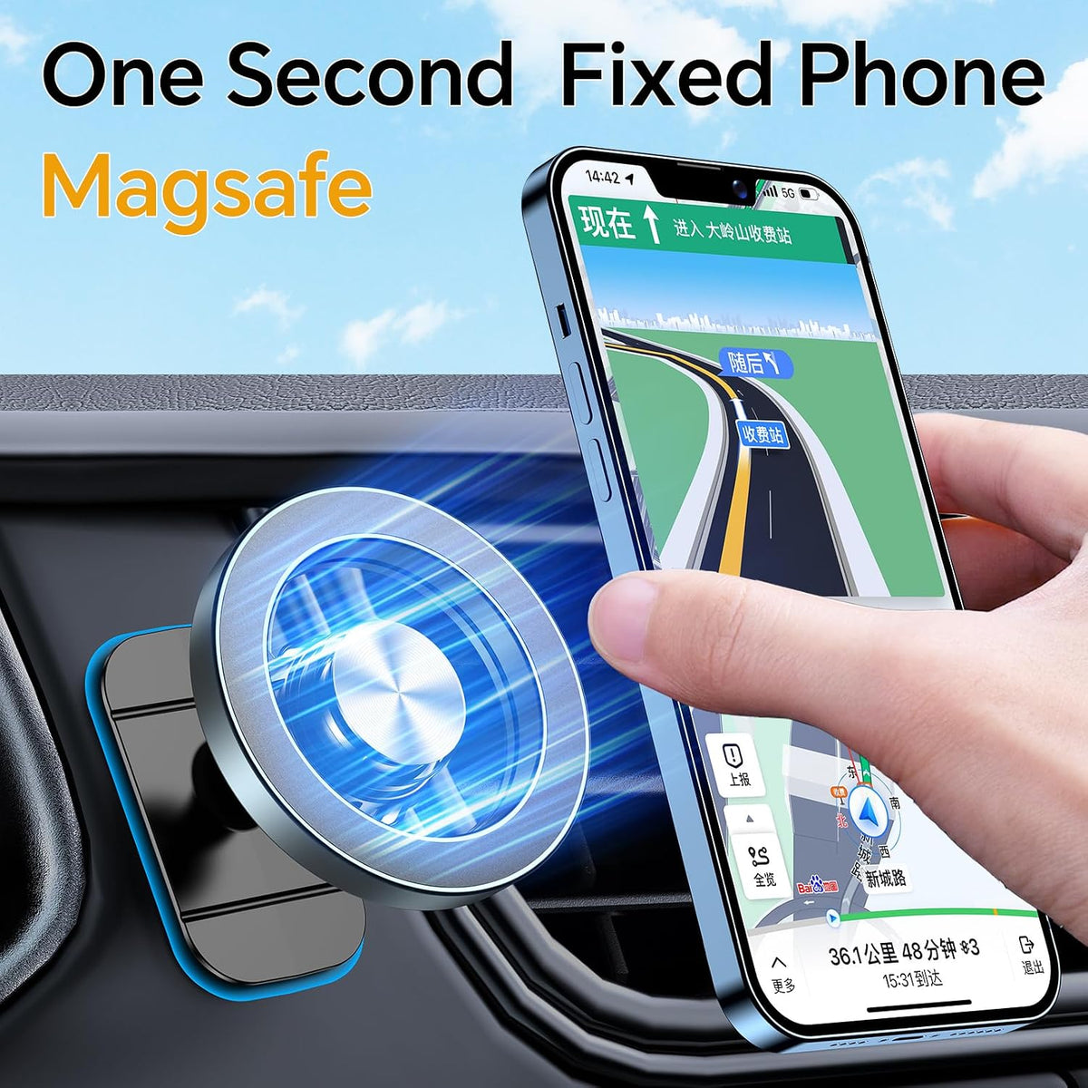 Kaistyle para soporte de coche Magsafe 【Imán fuerte】Soporte magnéti...