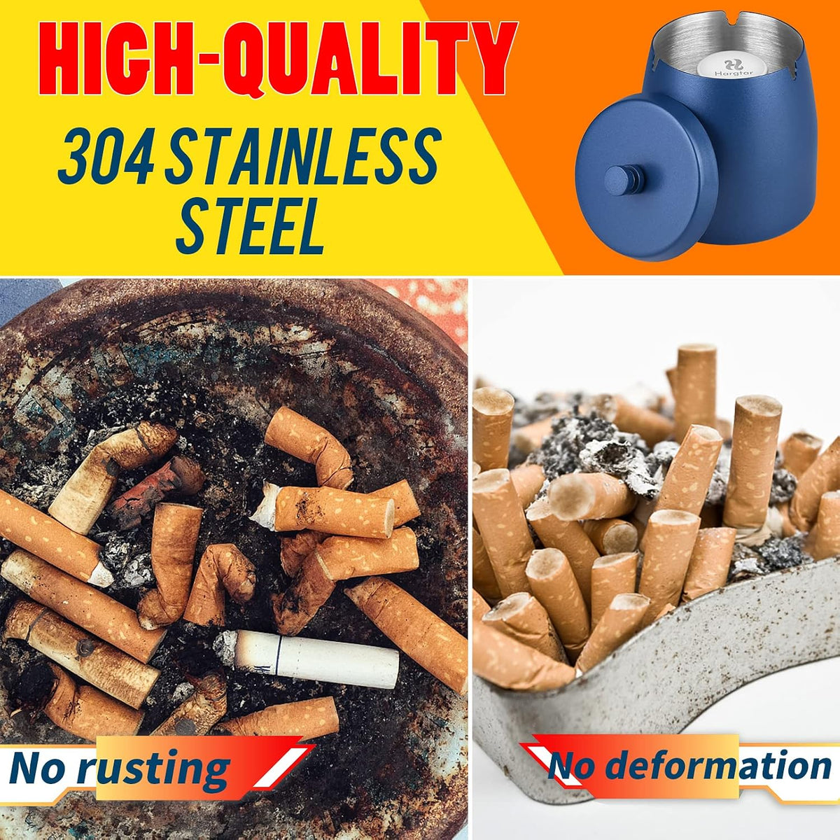 HARTAR Ceniceros sin humo para cigarrillos en interiores, juegos de...
