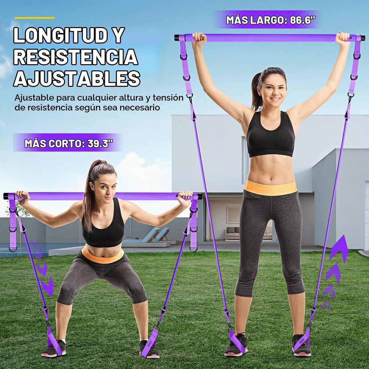 Kit de barra de pilates Ayombo con bandas de resistencia, equipo de...