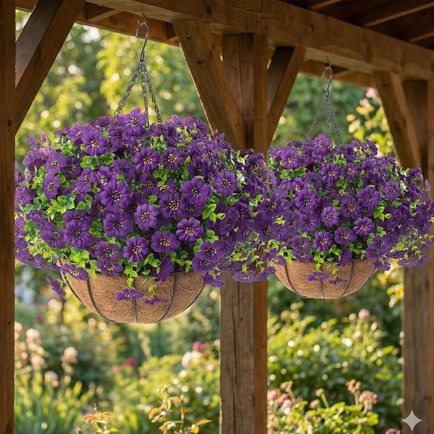Hananona Juego de 2 flores artificiales para exteriores con cesta c...