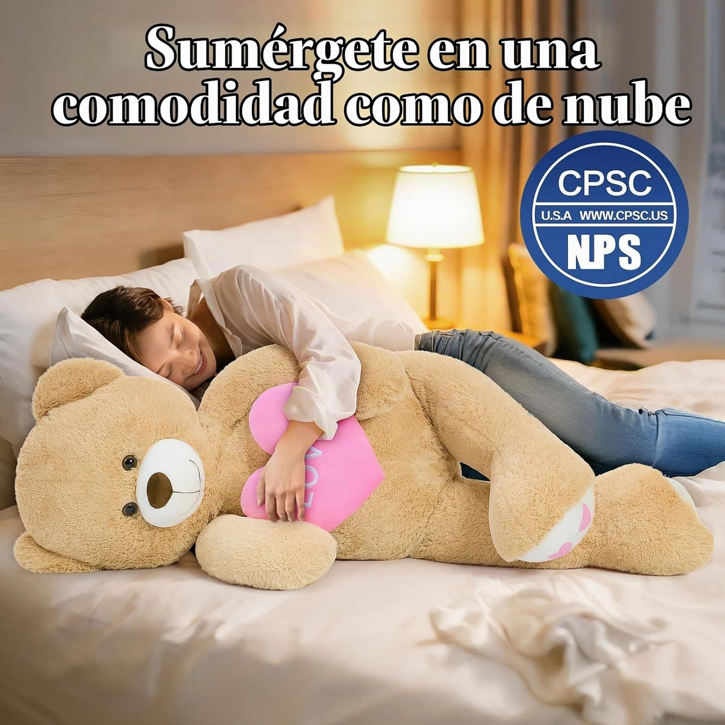 MorisMos Oso de peluche gigante con corazón de amor, 4 pies, 51 pul...