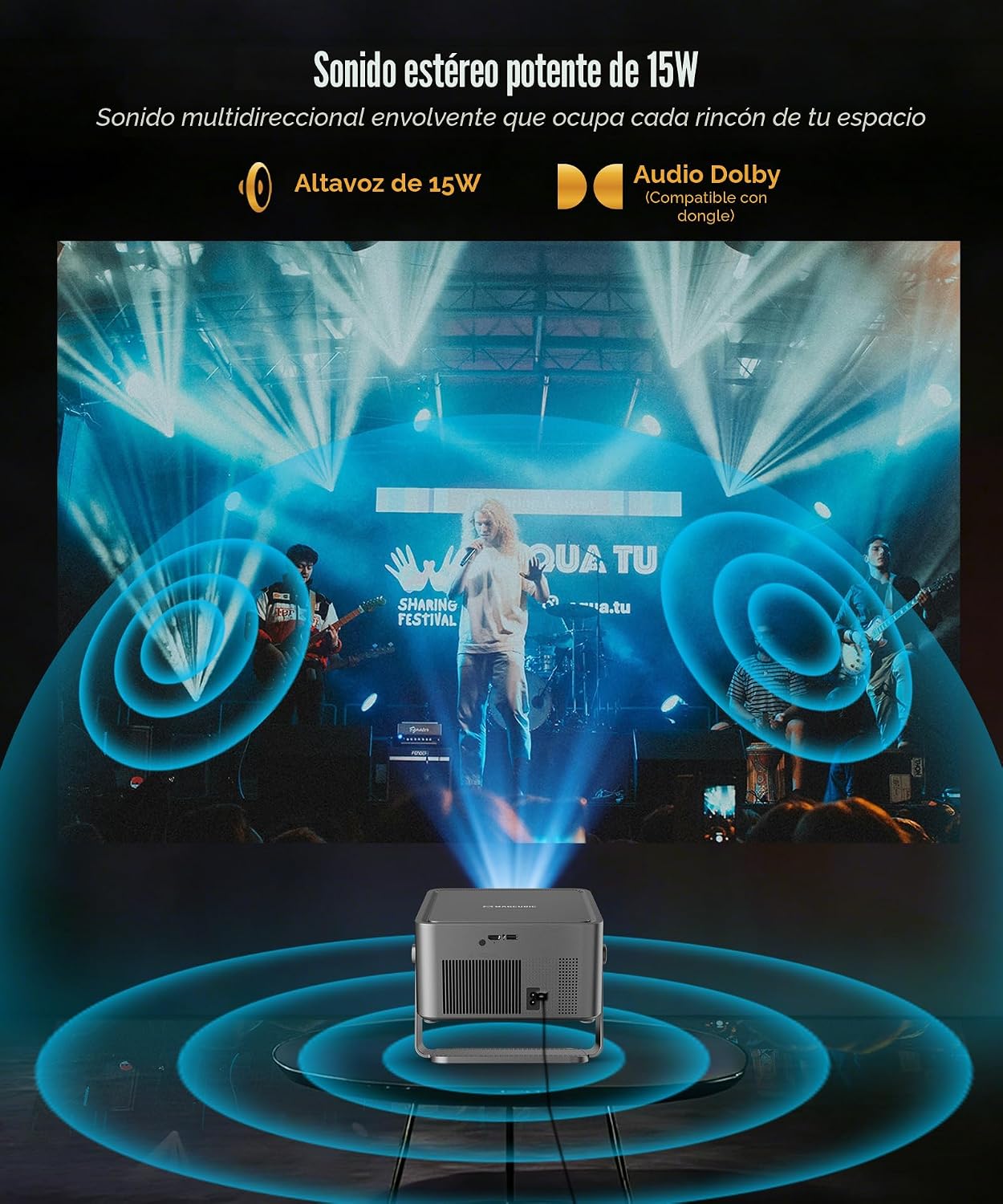 Proyector inteligente Magcubic 4K con WiFi y Bluetooth, 800 ANSI na...