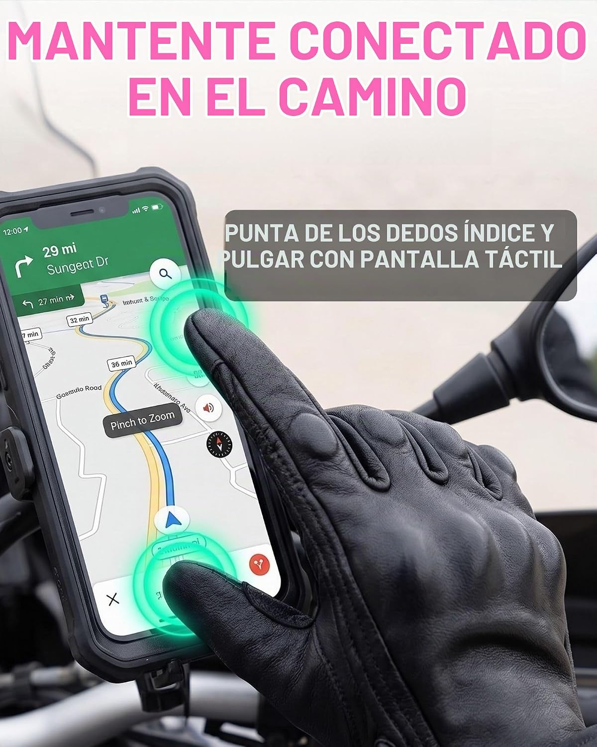 Guantes completos de motocicleta para mujer, con nudillos reforzado...