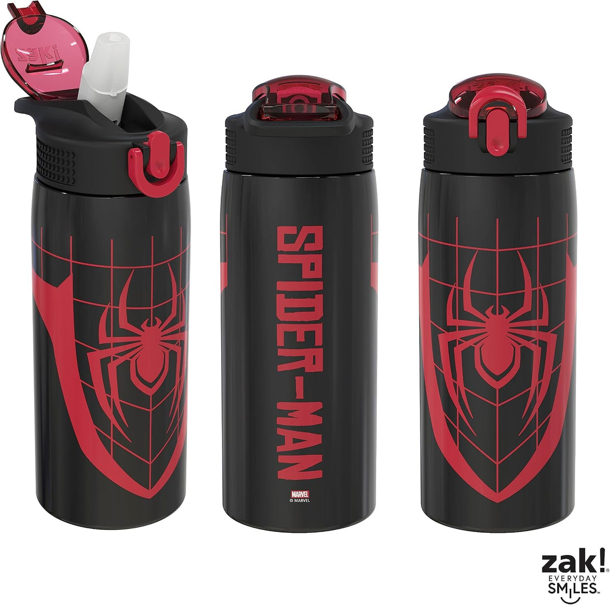 Zak Designs Botella de agua Marvel Spider-Man para viajes y en casa...