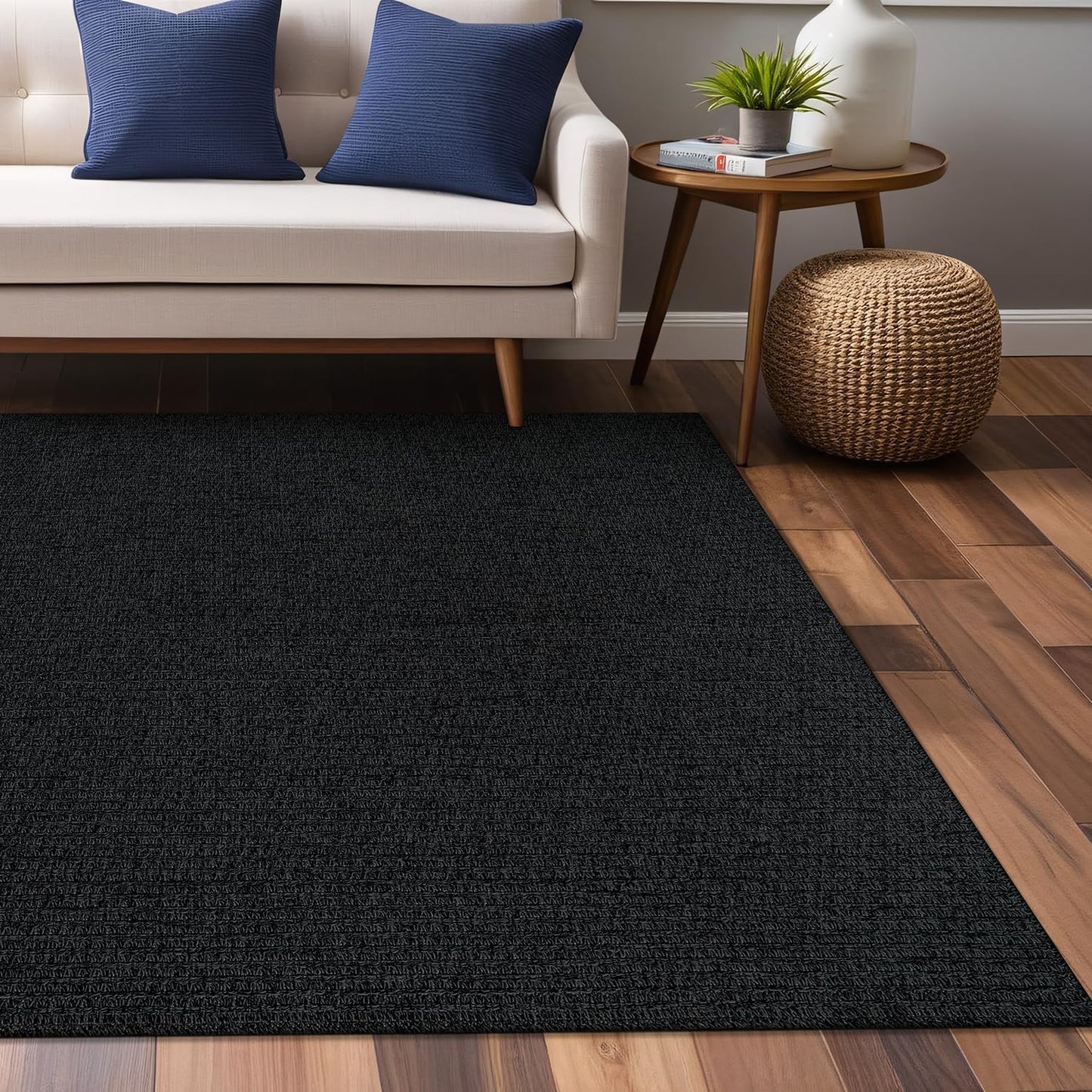 Luul Home Easy Yute Rugs - Alfombra de 8 x 10 pies, color gris oscu...