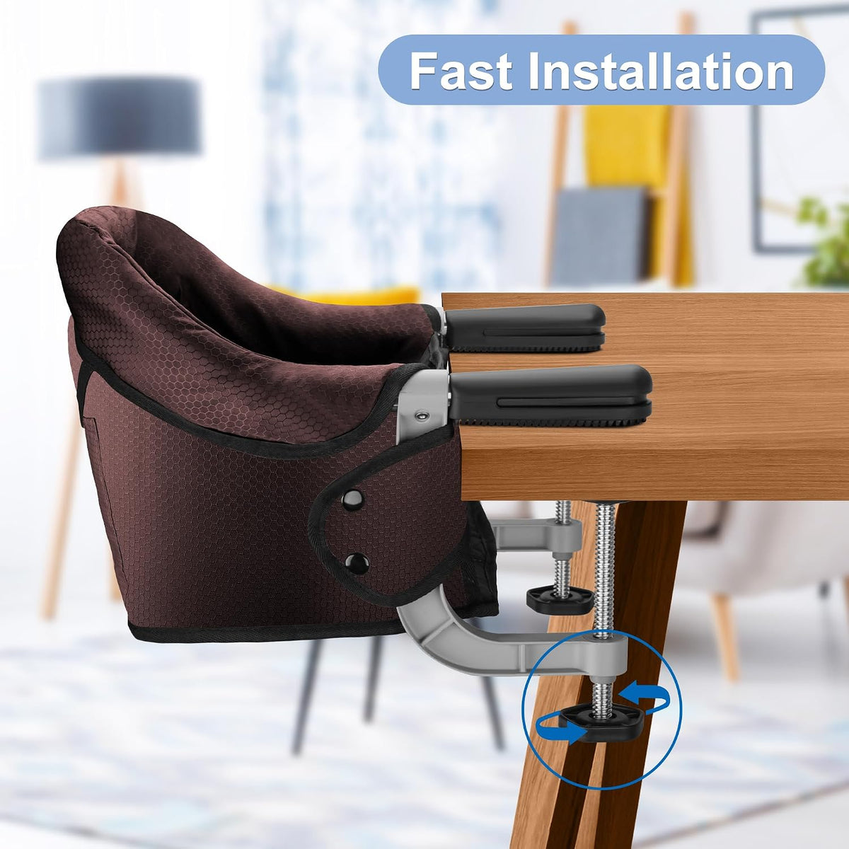 Toogel Silla alta de gancho, asiento plegable con clip de viaje par...