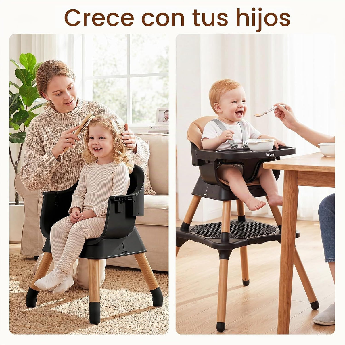 INFANS Silla alta para bebé, silla alta convertible 9 en 1 para beb...