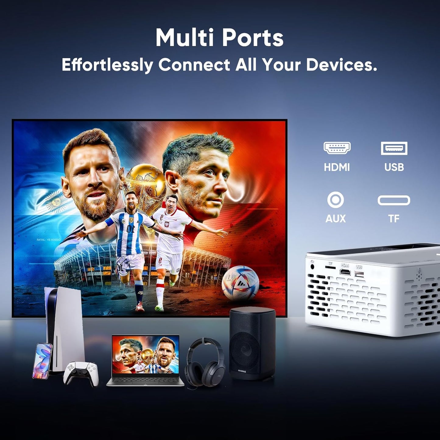 TMY Proyector inteligente Native 1080P con WiFi y Bluetooth, compat...