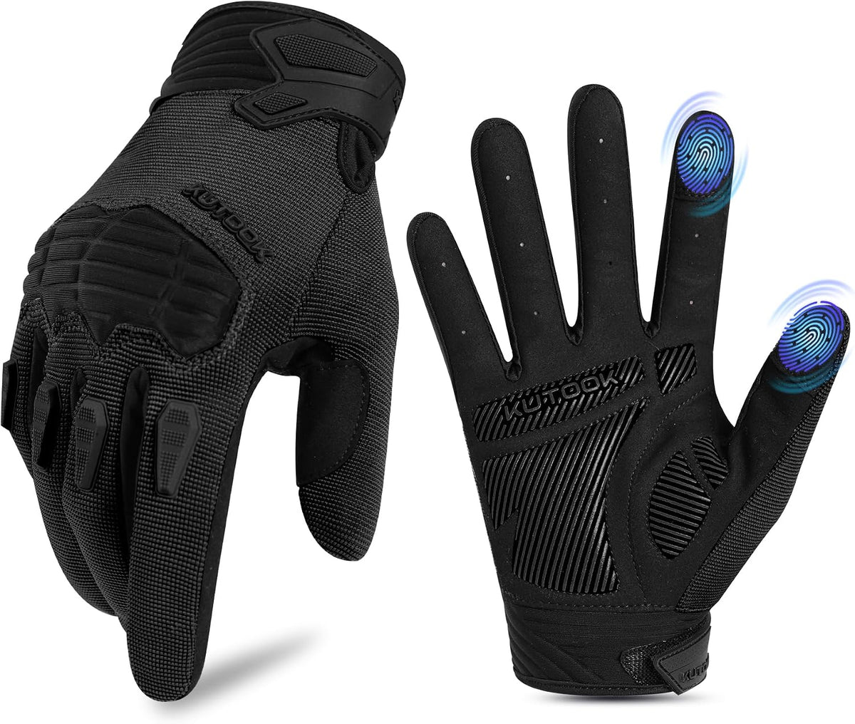 KUTOOK Guantes de ciclismo para hombre, protección acolchada de pal...