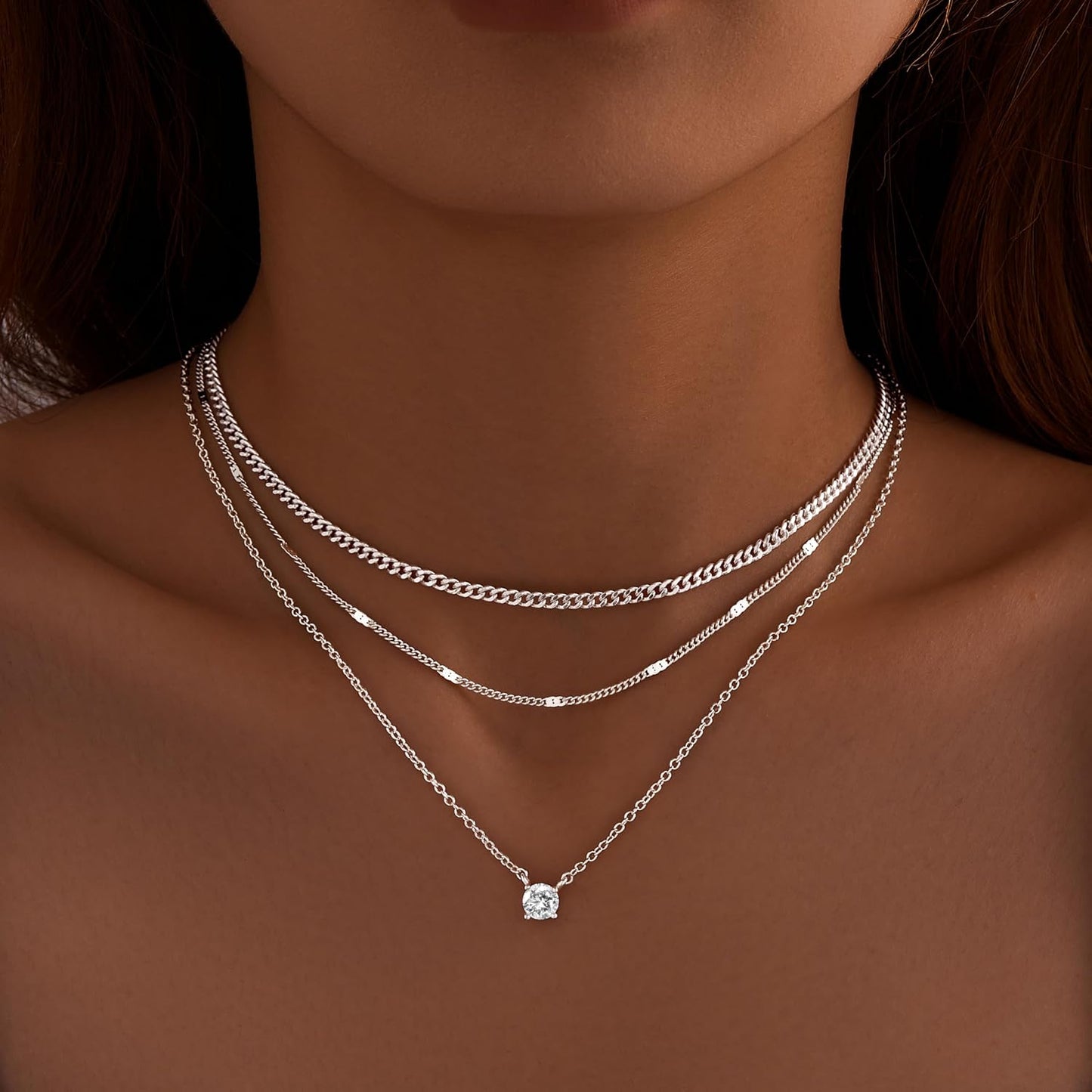 WomenGifts - Collares de oro en capas para mujer; delicado collar c...