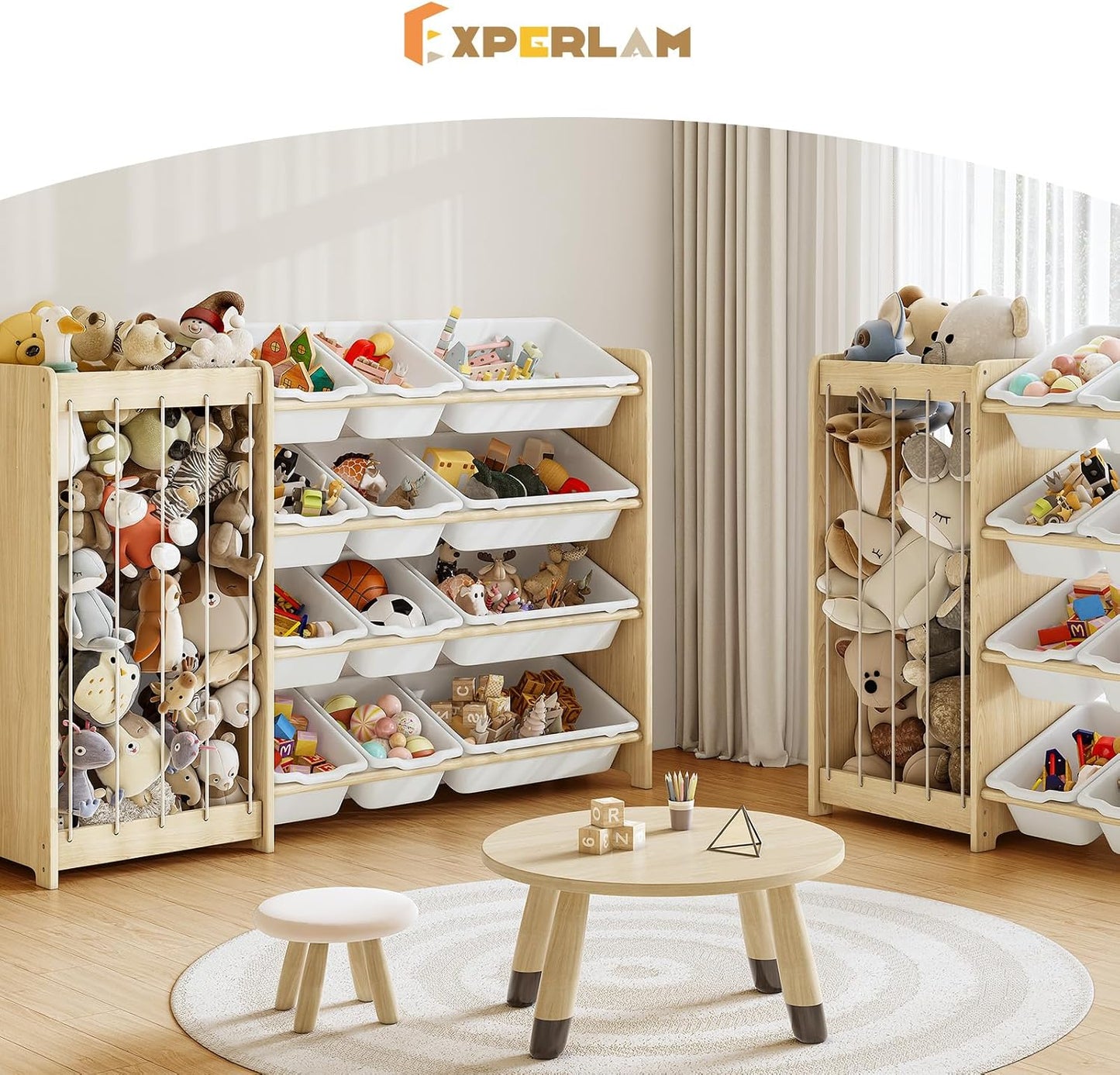 EXPERLAM Organizador de almacenamiento de juguetes para niños, 2 en...
