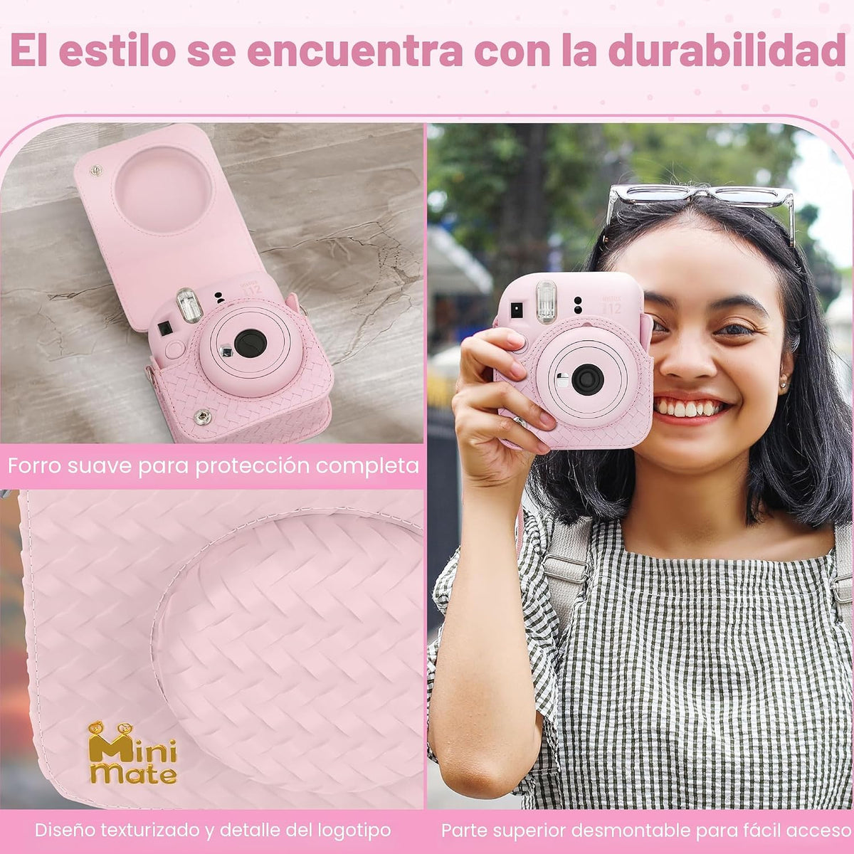 Fujifilm Cámara instantánea Instax Mini 12 color rosa flor + estuch...