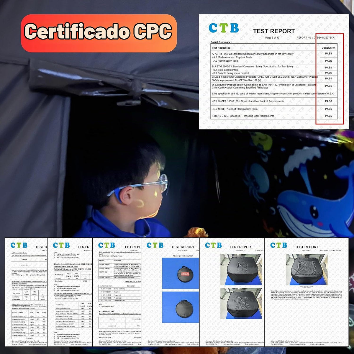 lukidoki Tienda de campaña sensorial para niños con certificación C...