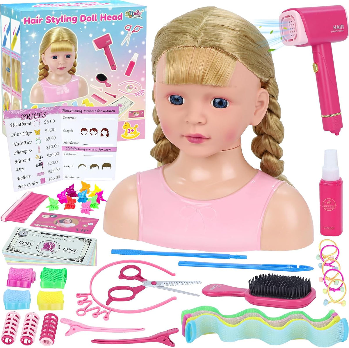 Cabeza de Muñeca para Estilo de Cabello Infantil, Juguetes de Peluq...