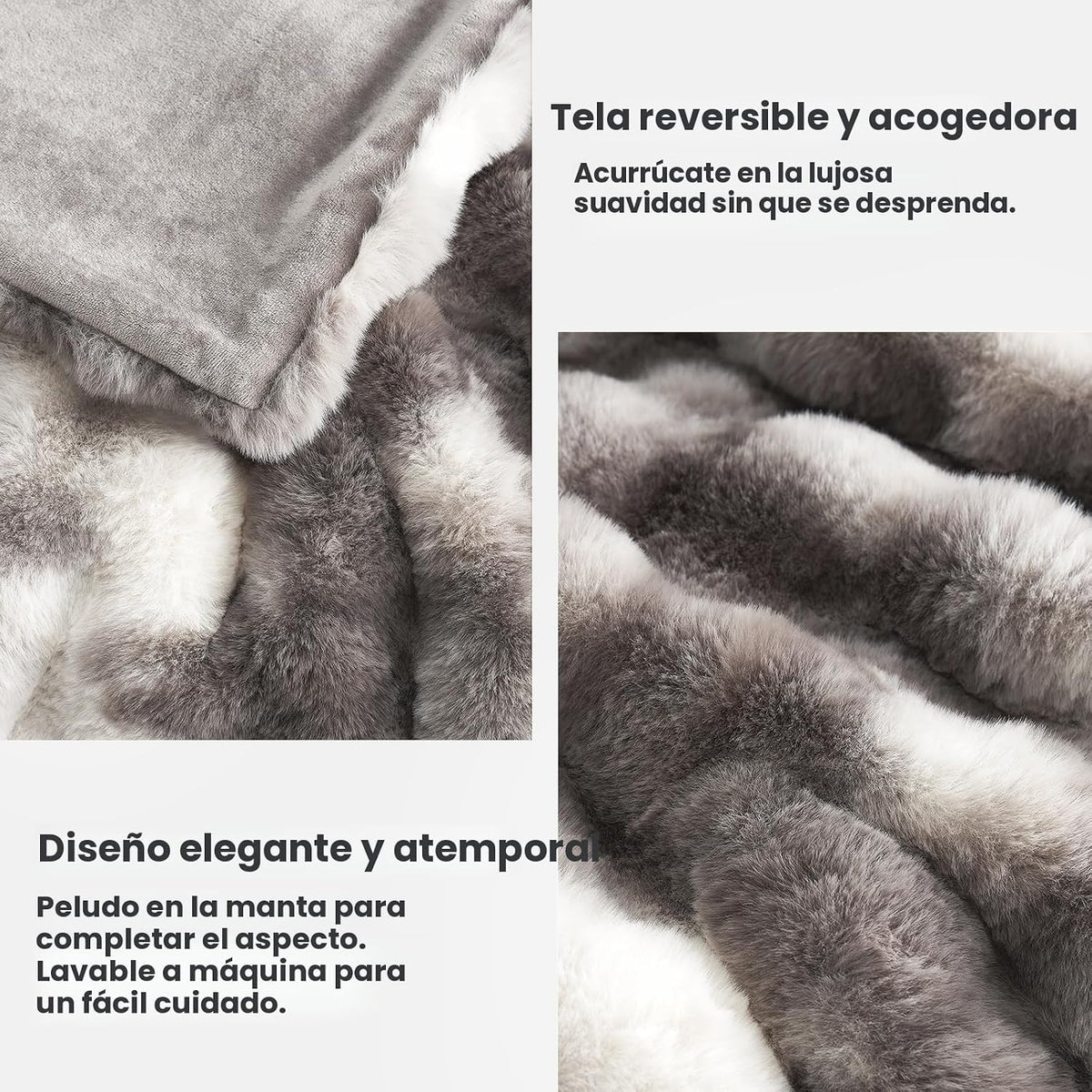 Cozy Bliss Manta de Tiro de Piel Sintética para Sofá, Manta de Felp...