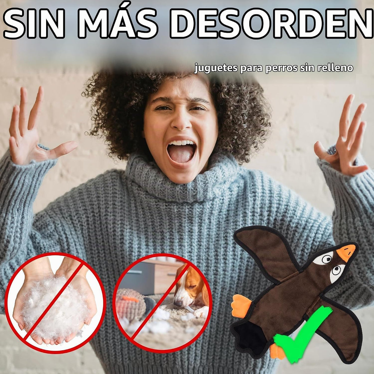 LECHONG Juguetes para Perros sin Relleno, Perros Chirriantes con Oj...