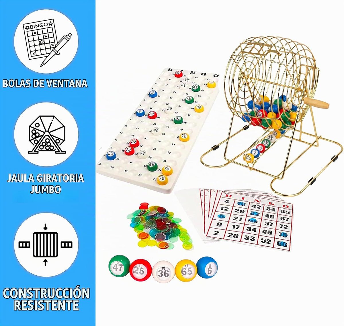 Regal Bingo - Juego de bingo profesional con jaula de rueda de 11 p...