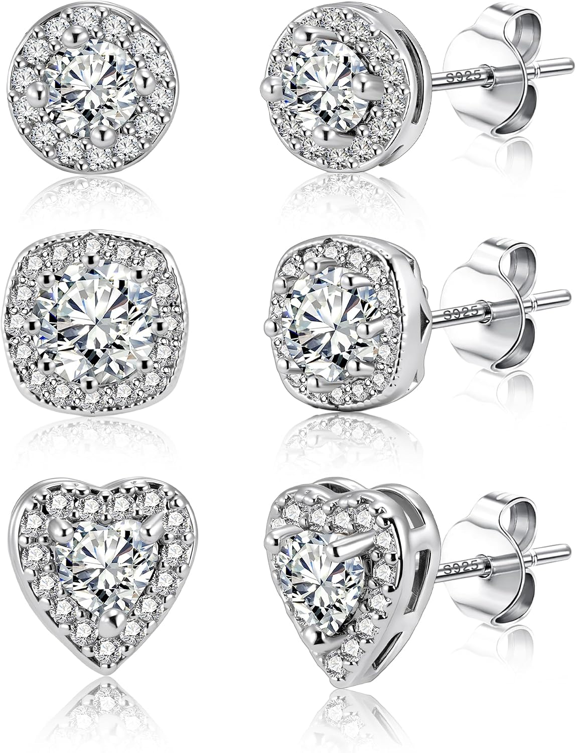ALEXCRAFT Aretes de tuerca de plata de ley para mujeres y niñas, ci...