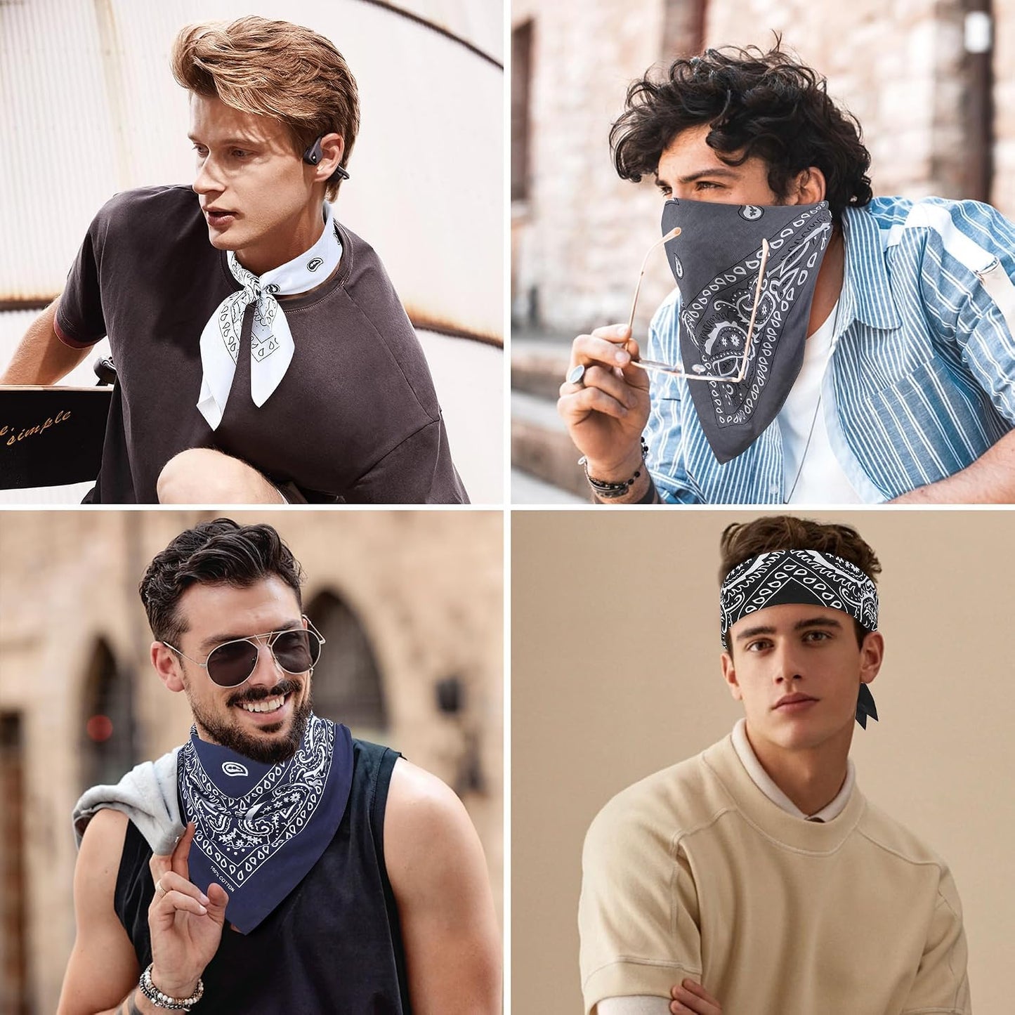 Mochabao Bandanas grandes 100% de algodón de 27 x 27 pulgadas para...